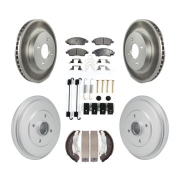 Front Rear Coated Disc Brake Rotor Ceramic Pad Drum Kit (7Pc) For Nissan Micra Versa Note KGT-103585