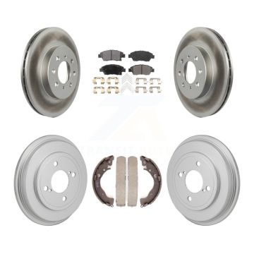 Front Rear Coated Disc Brake Rotors Ceramic Pads And Drum Kit For 2013 Honda Fit DX KGT-103586