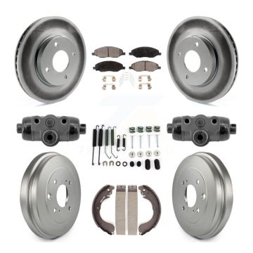 Front Rear Coat Brake Rotors Ceramic Pad Drum Kit (9Pc) For 2008 Nissan Versa 4-Wheel ABS KGT-103600