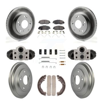 Front Rear Coated Disc Brake Rotors Ceramic Pads And Drum Kit (9Pc) For Honda Civic KGT-103601