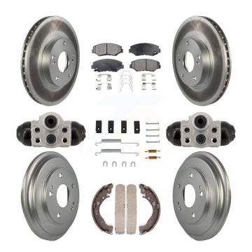 Front Rear Coated Disc Brake Rotors Ceramic Pads And Drum Kit (9Pc) For Honda Civic KGT-103602