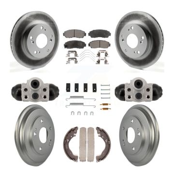 Front Rear Coated Disc Brake Rotors Ceramic Pads And Drum Kit (9Pc) For Honda Civic KGT-103603