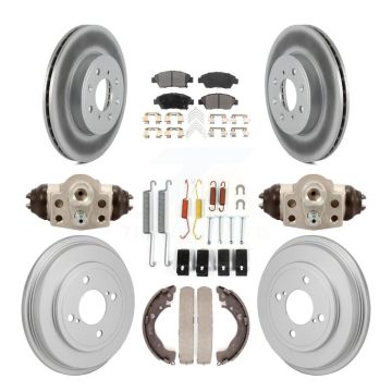 Front Rear Coated Disc Brake Rotor Ceramic Pad And Drum Kit (9Pc) For 2015-2019 Honda Fit KGT-103607