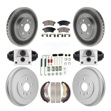 Front Rear Coated Brake Rotor Ceramic Pad Drum Kit (9Pc) For 2013-2014 Chevrolet Sonic RS KGT-103609