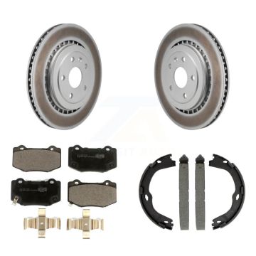Rear Disc Coated Rotors Ceramic Pads Parking Shoes Kit For Chevrolet Camaro Cadillac ATS KGT-103619