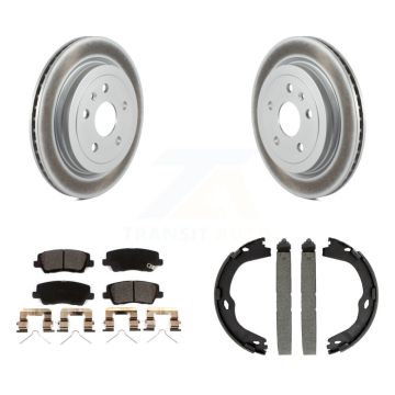 Rear Disc Coated Rotors Ceramic Pads And Parking Brake Shoes Kit For Cadillac CTS KGT-103621