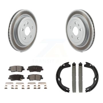 Rear Disc Coated Rotors Ceramic Pads And Parking Brake Shoes Kit For Cadillac CTS KGT-103622