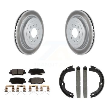 Rear Disc Coated Rotors Ceramic Pads And Parking Brake Shoes Kit For Cadillac ATS KGT-103623