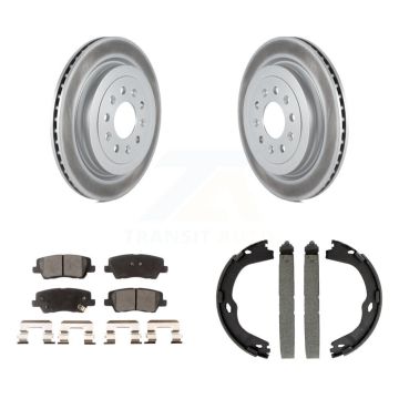 Rear Disc Coated Rotors Ceramic Pads And Parking Brake Shoes Kit For Cadillac ATS KGT-103624
