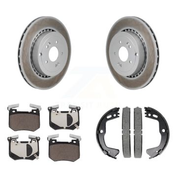 Rear Disc Coated Rotors Ceramic Pads Parking Brake Shoes Kit For Kia Stinger Genesis G70 KGT-103625