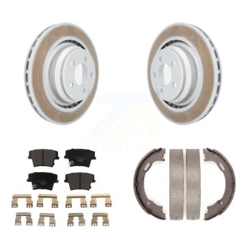 Rear Disc Coated Rotors Ceramic Pads And Parking Brake Shoes Kit For Dodge Charger KGT-103636