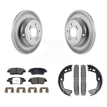 Rear Disc Coated Rotors Ceramic Pads & Parking Shoes Kit For 18-20 Genesis G80 3.8L 5.0L KGT-103639