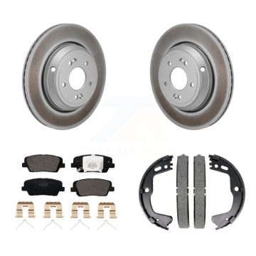 Rear Disc Coated Rotors Ceramic Pads And Parking Shoes Kit For 2018-2020 Genesis G80 3.3L KGT-103640