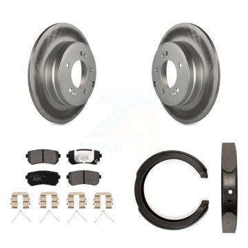 Rear Disc Coated Rotors Ceramic Pads And Parking Brake Shoes Kit For Kia Optima KGT-103645