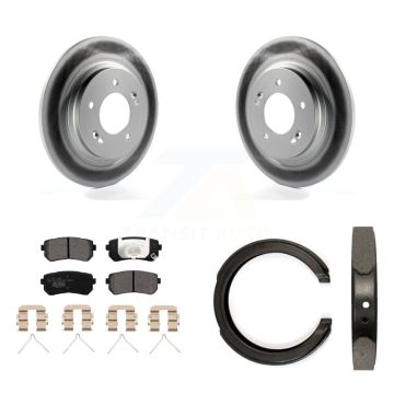 Rear Disc Coated Rotors Ceramic Pads And Parking Brake Shoes Kit For Kia Optima KGT-103646