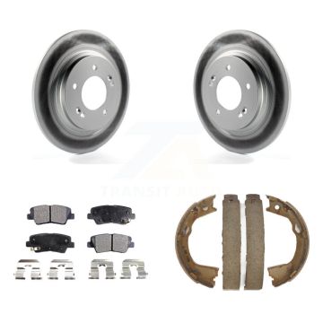 Rear Disc Coated Rotors Ceramic Pads And Parking Brake Shoes Kit For Kia Optima KGT-103649