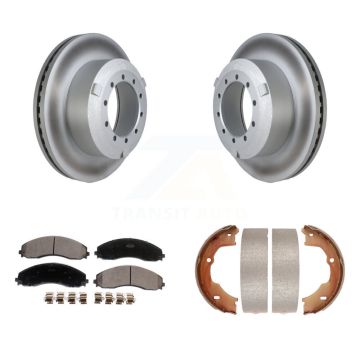 Rear Disc Coated Rotors Ceramic Pads & Parking Shoes Kit For Ford F-450 Super Duty F-550 KGT-103652