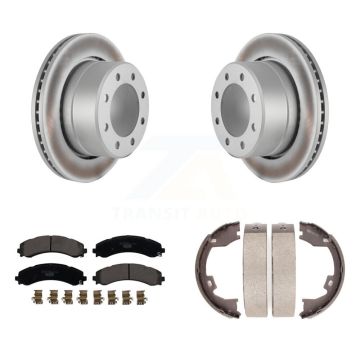 Rear Disc Coated Rotors Ceramic Pads Parking Shoes Kit For Ram 3500 With Dual Wheels KGT-103658