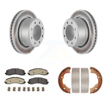 Rear Disc Coated Rotors Ceramic Pads And Parking Brake Shoes Kit For Ram 3500 KGT-103659