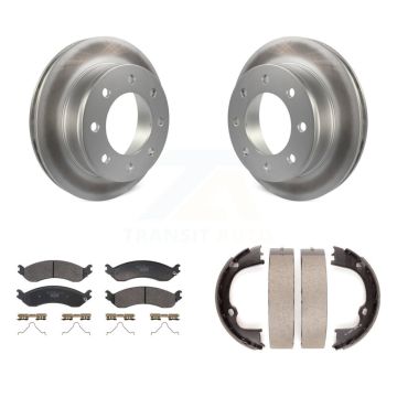 Rear Disc Coated Rotors Ceramic Pads Parking Shoes Kit For GMC Chevrolet Savana 2500 3500 KGT-103660