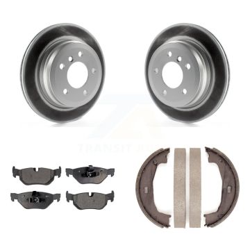 Rear Disc Coated Rotors Ceramic Pads Parking Shoes Kit For 2012 BMW 328i Wagon with 3.0L KGT-103669