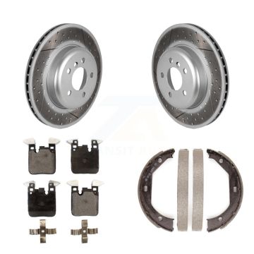 Rear Disc Coated Rotors Ceramic Pads Parking Shoes Kit For BMW 328i xDrive 330i 335i 428i KGT-103674