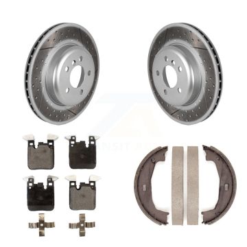 Rear Disc Coated Rotors Ceramic Pads And Parking Brake Shoes Kit For BMW 428i xDrive 328i KGT-103680