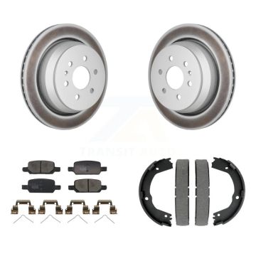 Rear Disc Coated Rotors Ceramic Pads Parking Shoes Kit For Chevrolet Colorado GMC Canyon KGT-103690