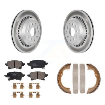 Rear Disc Coated Rotors Ceramic Pads Parking Brake Shoes Kit For Jeep Wrangler Gladiator KGT-103696