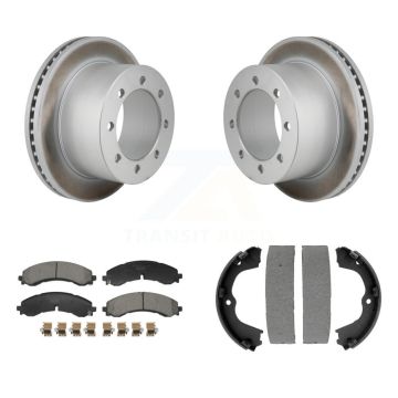 Rear Disc Coated Rotors Ceramic Pads & Parking Shoes Kit For GMC Sierra 3500 HD Chevrolet KGT-103701