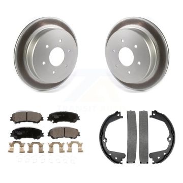 Rear Disc Coated Rotors Ceramic Pads & Parking Brake Shoes Kit For 2017-2023 Nissan TITAN KGT-103703
