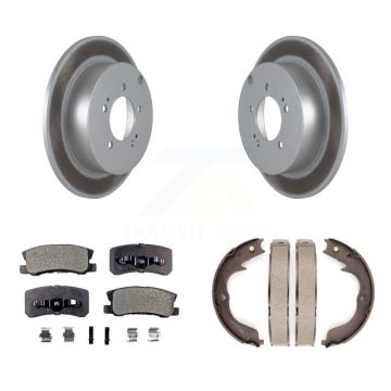 Rear Disc Coated Rotors Ceramic Pads & Parking Shoes Kit For Mitsubishi Lancer Outlander KGT-103706