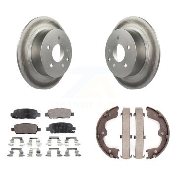 Rear Disc Coated Rotors Ceramic Pads And Parking Brake Shoes Kit For Nissan Altima Maxima KGT-103713