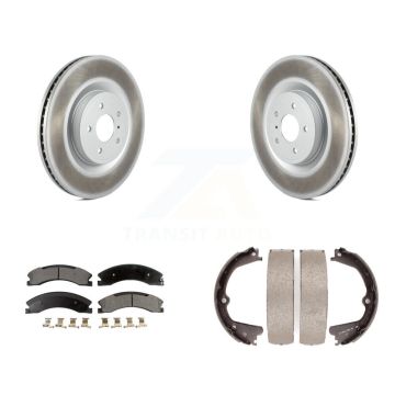 Rear Disc Coated Rotors Ceramic Pads & Parking Shoes Kit For Nissan NV2500 NV3500 NV1500 KGT-103718