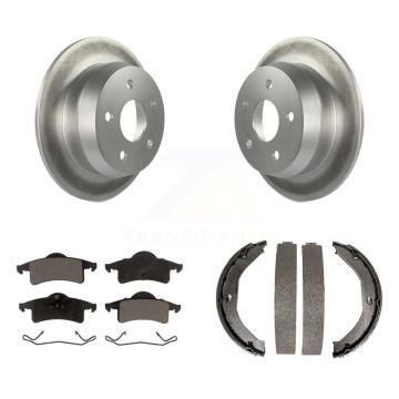 Rear Disc Coated Rotors Ceramic Pads Parking Shoes Kit For 1999-2004 Jeep Grand Cherokee KGT-103722