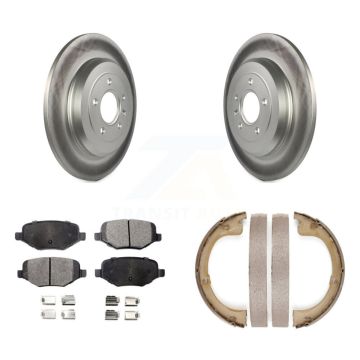 Rear Disc Coated Rotors Ceramic Pads And Parking Brake Shoes Kit For Lincoln MKT KGT-103723