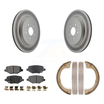 Rear Disc Coated Rotors Ceramic Pads And Parking Brake Shoes Kit For Lincoln MKT KGT-103724