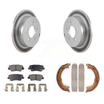 Rear Disc Coated Rotors Ceramic Pads And Parking Brake Shoes Kit For 2007-2009 Kia Amanti KGT-103731