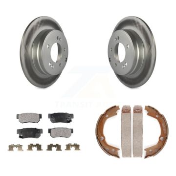 Rear Disc Coated Rotors Ceramic Pads And Parking Brake Shoes Kit For Hyundai Sonata 3.3L KGT-103735
