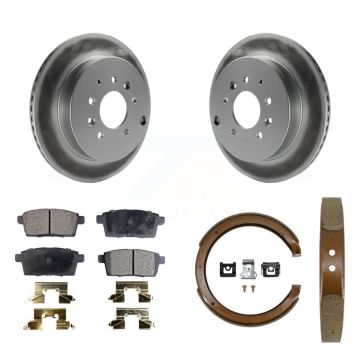 Rear Disc Coated Rotors Ceramic Pads & Parking Shoes Kit For Ford Edge Mazda CX-7 Lincoln KGT-103741