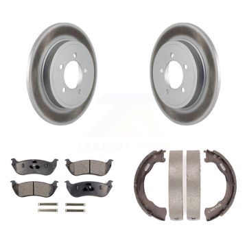 Rear Disc Coated Rotors Ceramic Pads & Parking Brake Shoes Kit For Ford Explorer Mercury KGT-103742