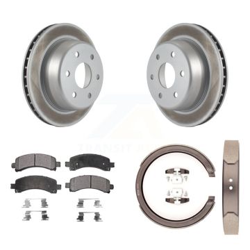Rear Disc Coated Rotors Ceramic Pads & Parking Shoes Kit For Chevrolet GMC Avalanche 1500 KGT-103743