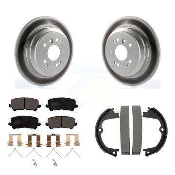 Rear Disc Coated Rotors Ceramic Pads Parking Shoes Kit For Honda Pilot Ridgeline Passport KGT-103750