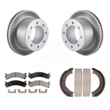 Rear Disc Coated Rotors Ceramic Pads & Parking Shoes Kit For Chevrolet GMC Silverado 3500 KGT-103753