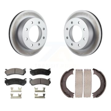 Rear Disc Coated Rotors Ceramic Pads Parking Shoes Kit For Chevrolet Silverado 2500 HD H2 KGT-103755