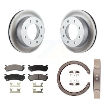 Rear Disc Coated Rotors Ceramic Pads & Parking Shoes Kit For GMC Chevrolet Silverado 1500 KGT-103757