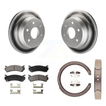 Rear Disc Coated Rotors Ceramic Pads Parking Brake Shoes Kit For Chevrolet Suburban 2500 KGT-103759