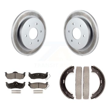 Rear Disc Coated Rotors Ceramic Pads & Parking Shoes Kit For Nissan TITAN Armada INFINITI KGT-103761