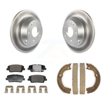 Rear Disc Coated Rotors Ceramic Pads & Parking Shoes Kit For Hyundai Santa Fe Kia Sorento KGT-103765