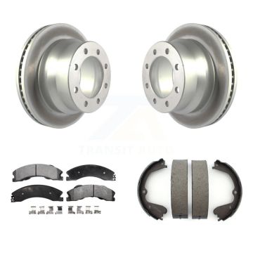 Rear Disc Coated Rotors Ceramic Pads And Parking Shoes Kit For Chevrolet Express 3500 GMC KGT-103767